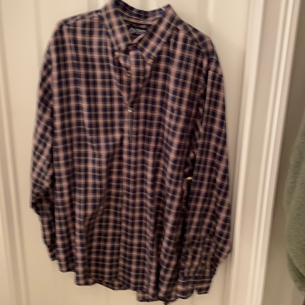 Chaps black/green plaid long sleeve shirt
